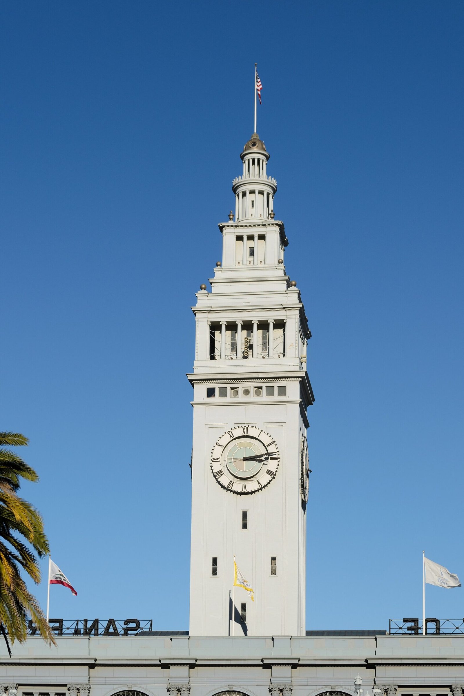 The Ferry Building clock tower on the San Francisco waterfront
