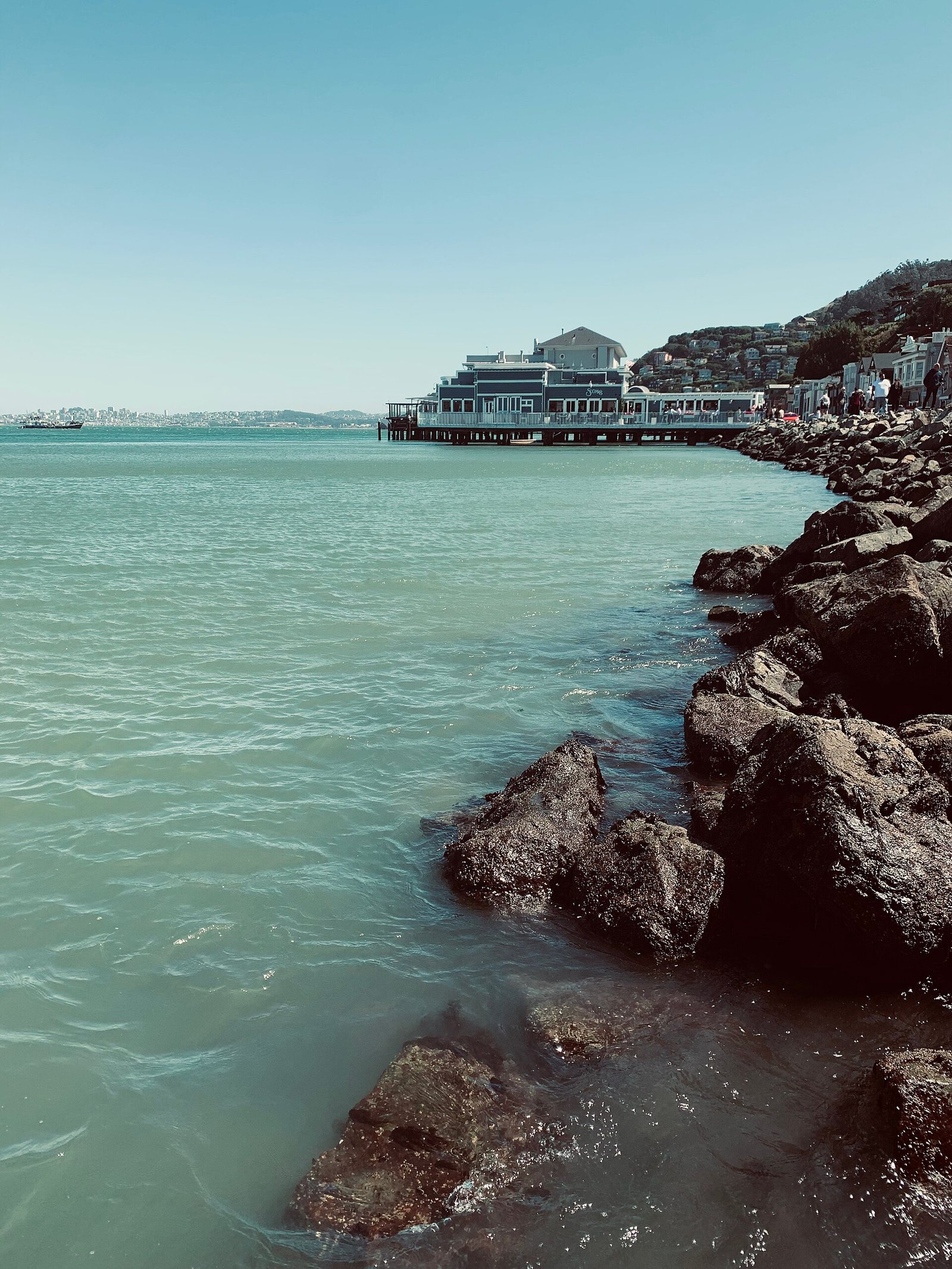 The waterfront in Sausalito, across the bay from San Francisco