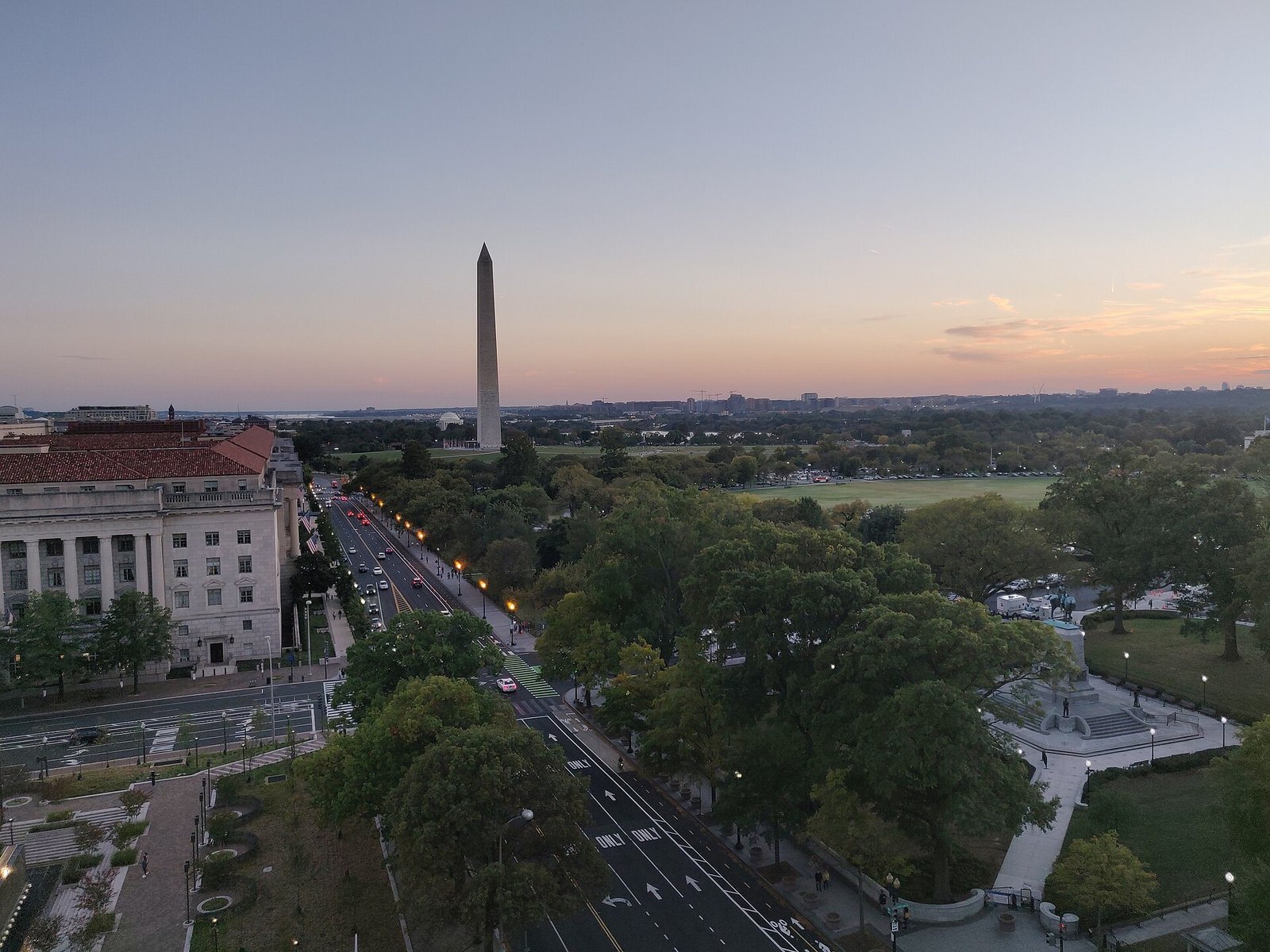The Washington Monument and the National Mall in Washington DC