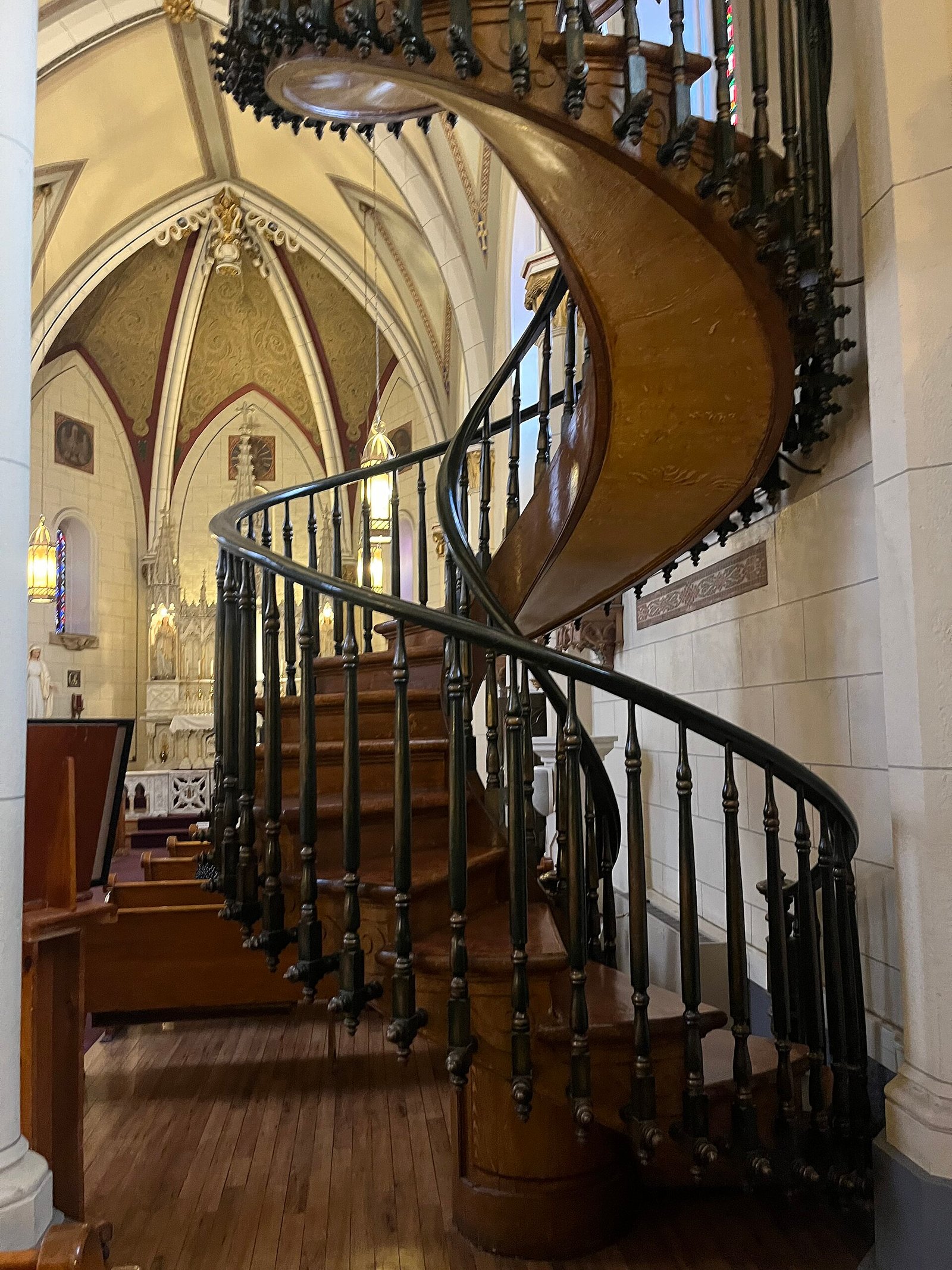 The spiral staircase inside the Loretto Chapel in Santa Fe