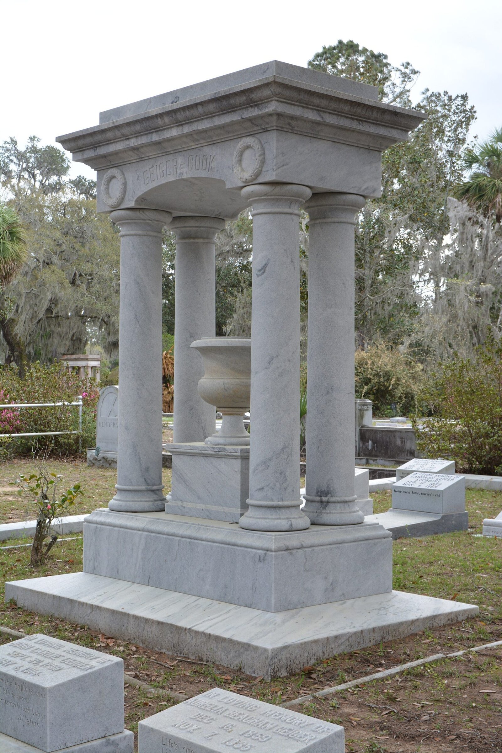 Statues among the mossy oaks of Bonaventure Cemetery