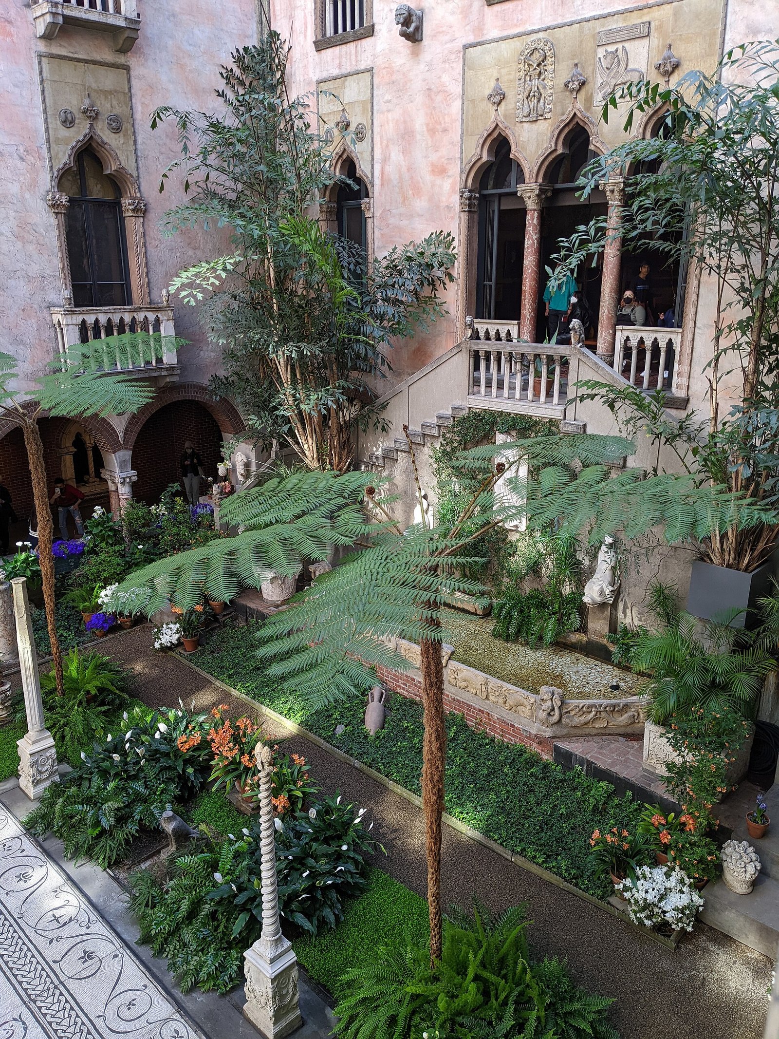 The courtyard garden inside the Isabella Stewart Gardner Museum