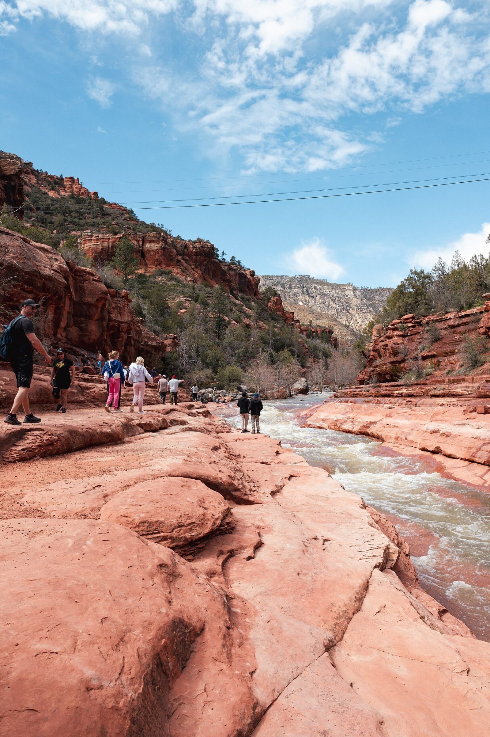 Red rock walls and water at Slide Rock State Park in Oak Creek Canyon