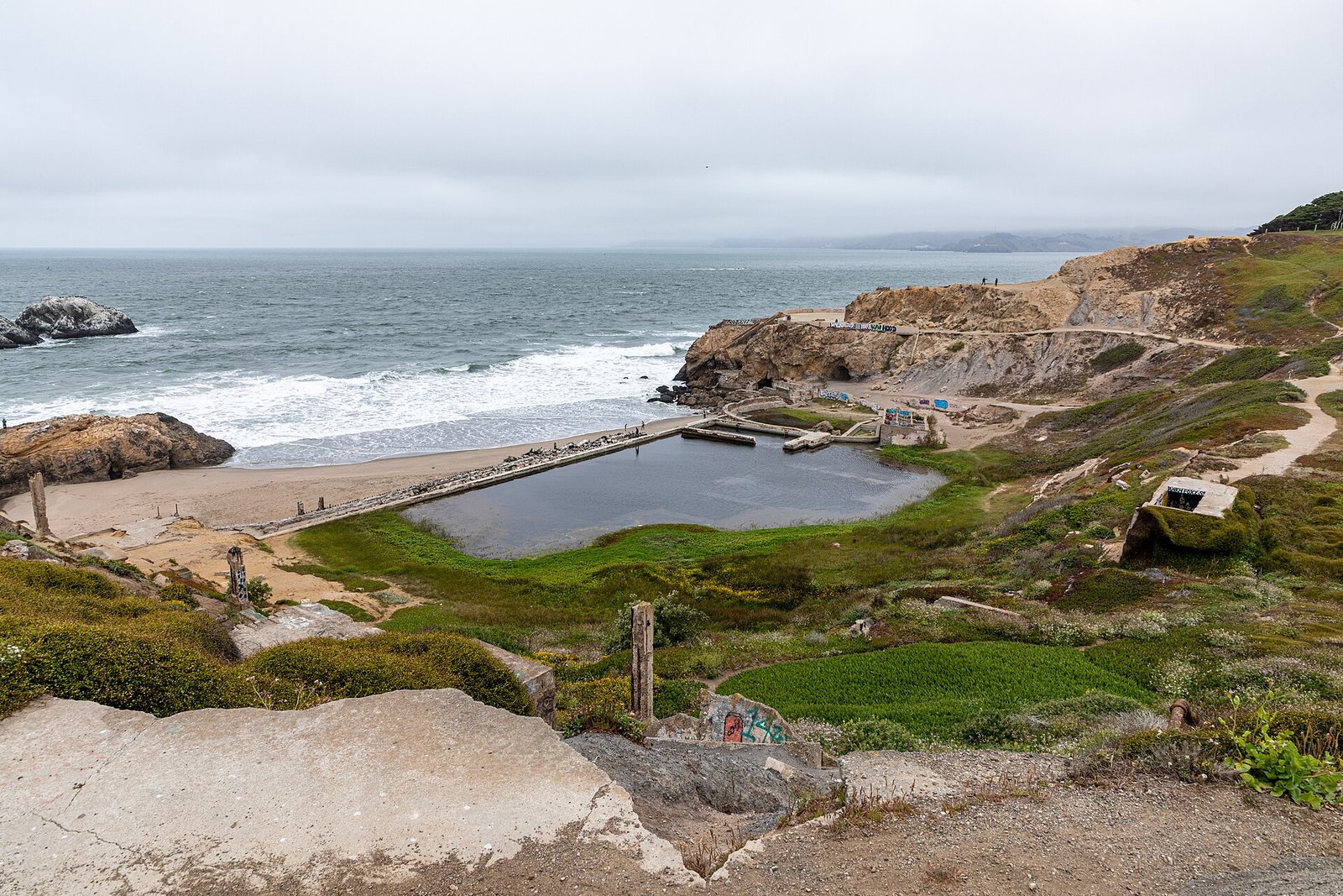 The ruins of the Sutro Baths at Lands End in San Francisco