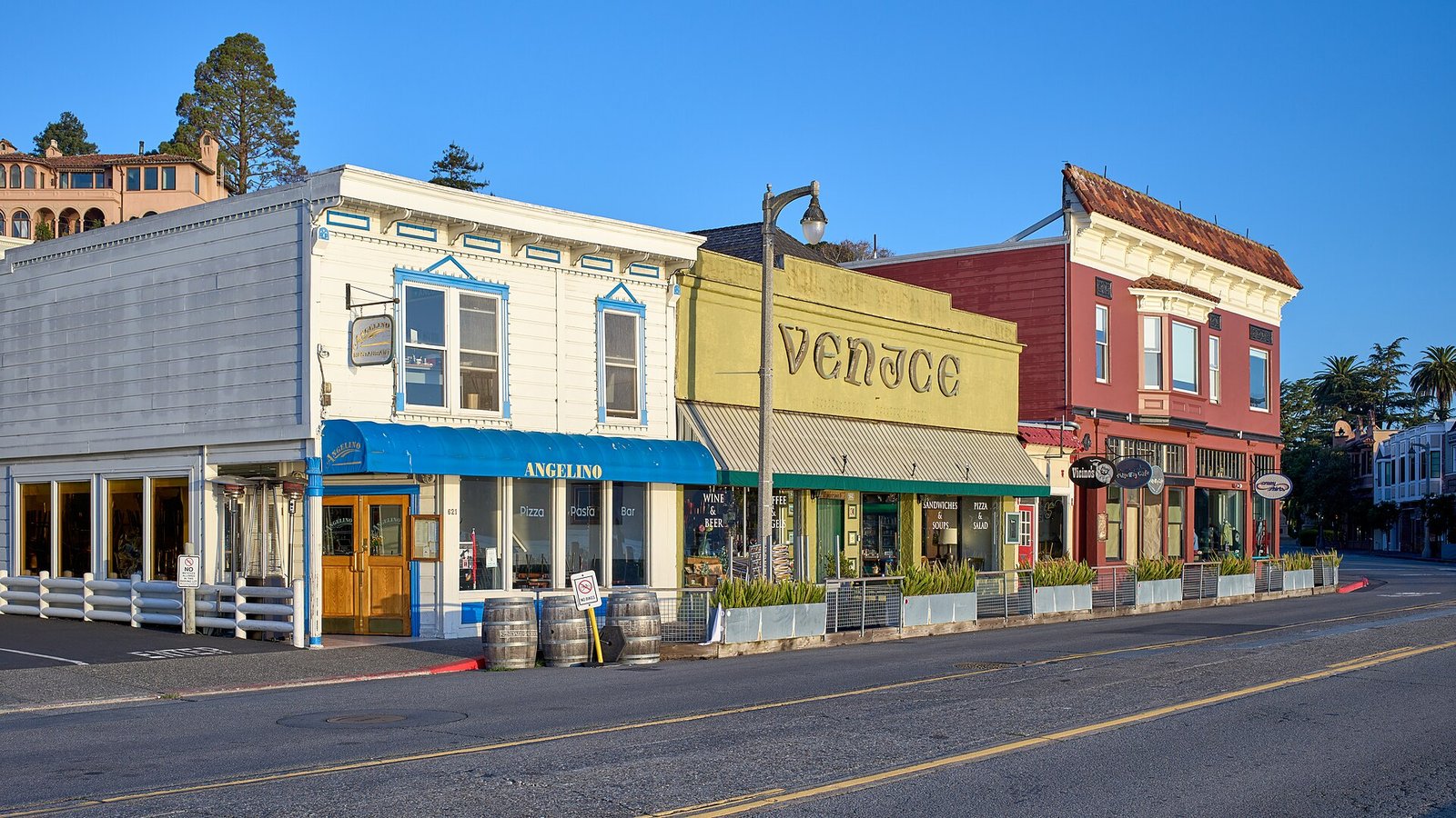 Shops along Bridgeway, the waterfront street in Sausalito
