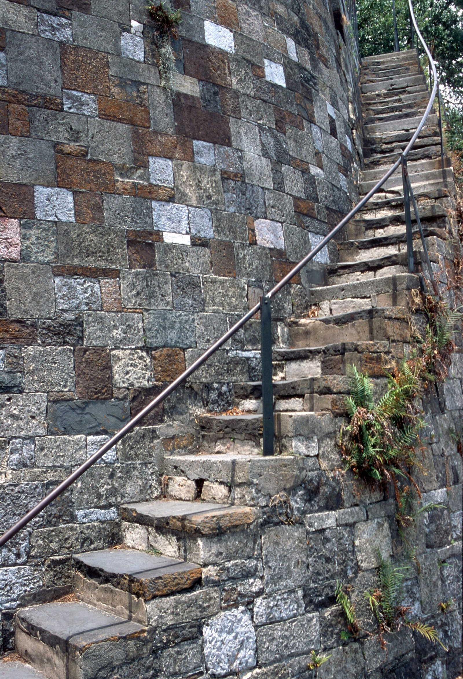 The steep old stone steps down to River Street in Savannah
