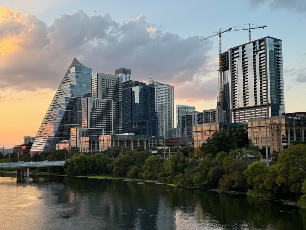 The downtown Austin skyline above Lady Bird Lake