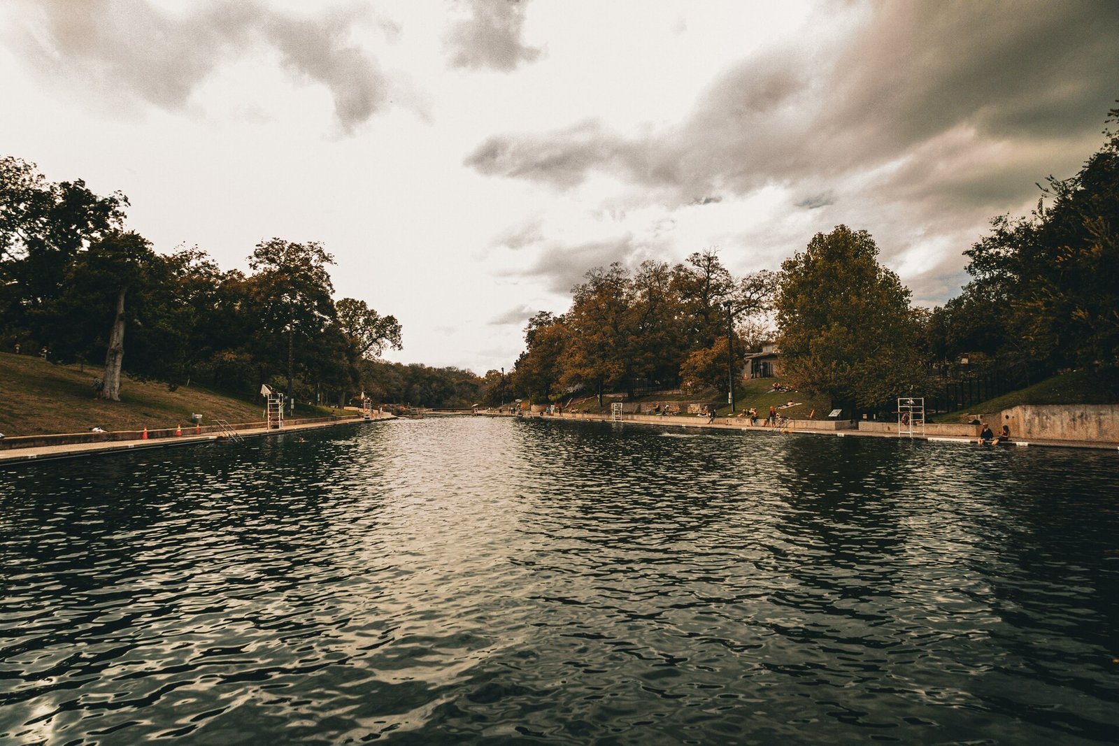 Swimmers at Barton Springs Pool in Zilker Park, Austin