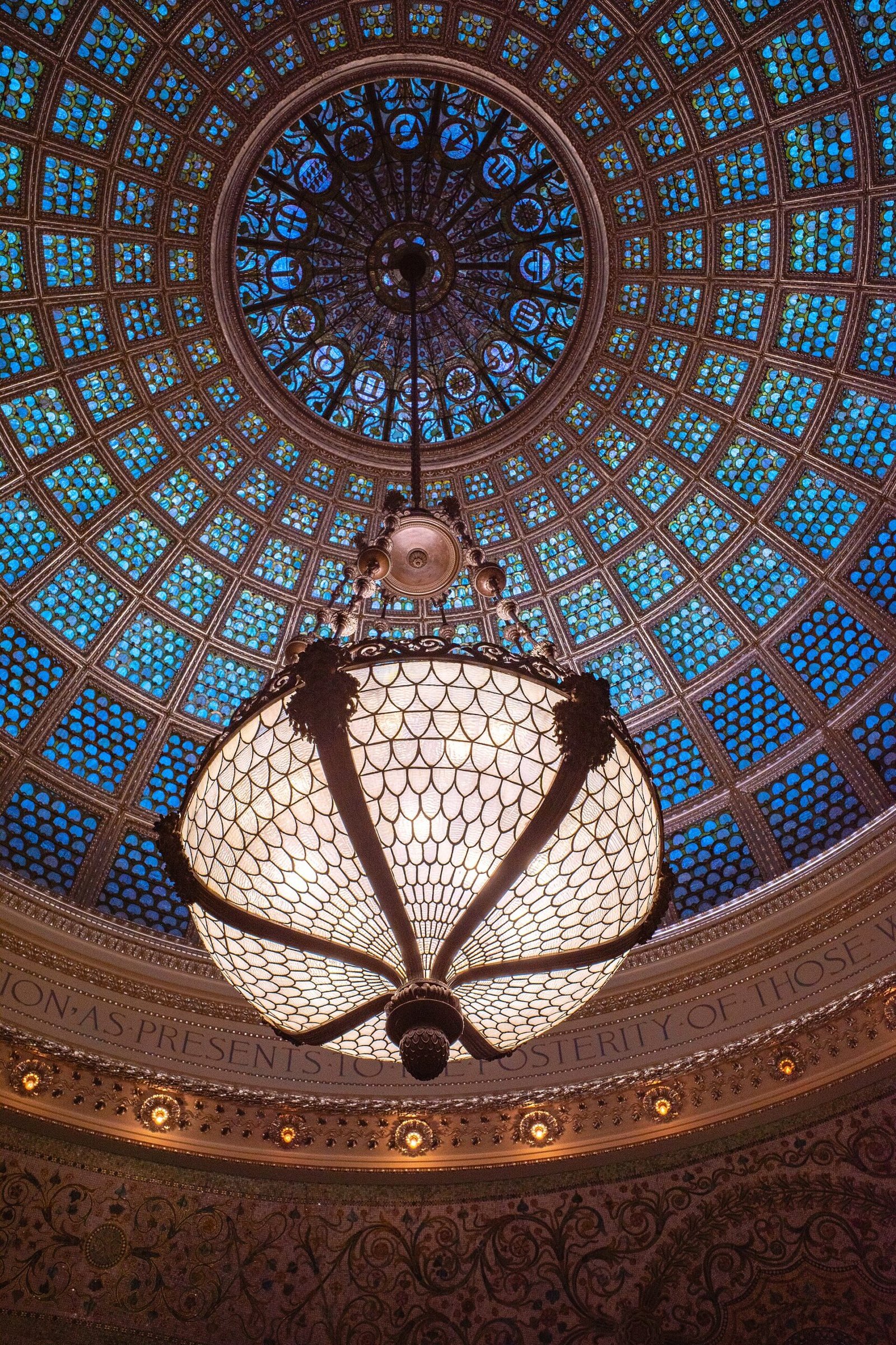 The Tiffany glass dome inside the Chicago Cultural Center