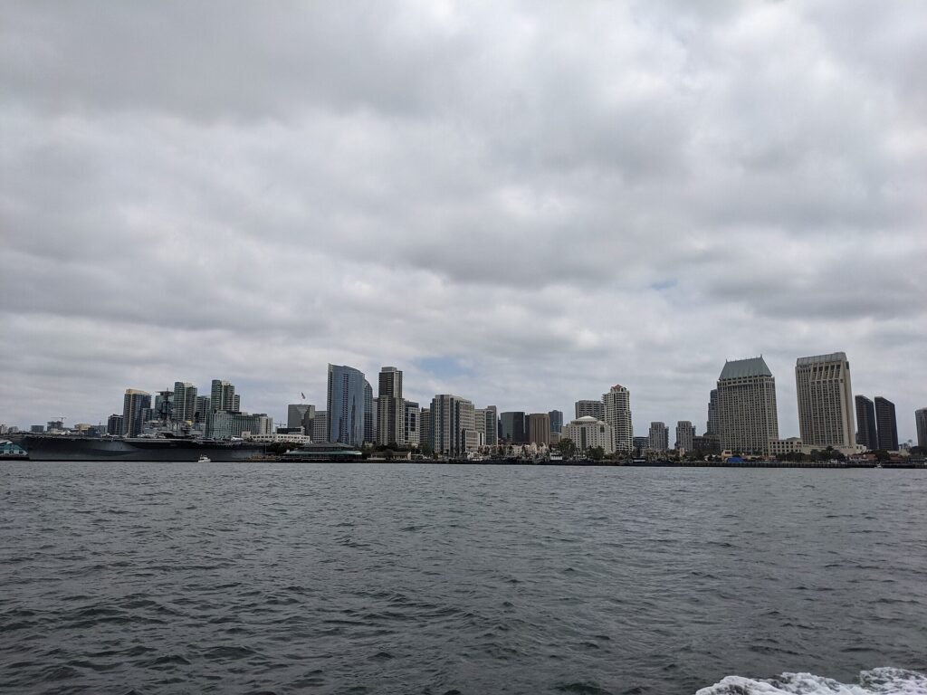 The San Diego skyline across the bay
