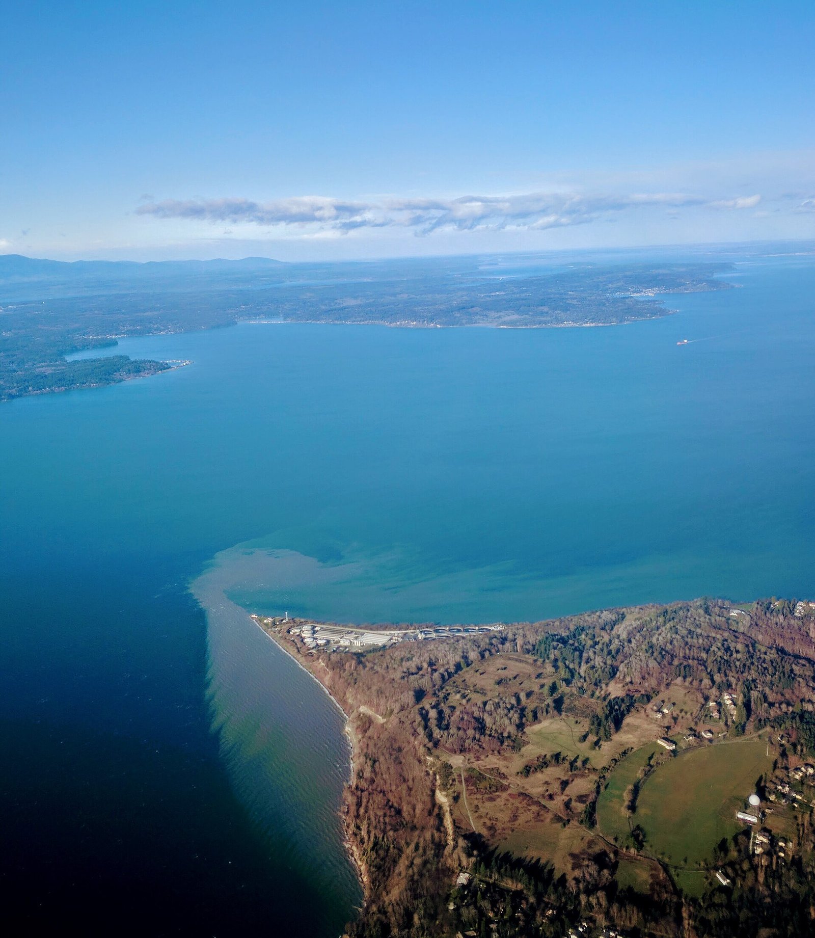 West Point and the bluffs of Discovery Park from the air, Seattle