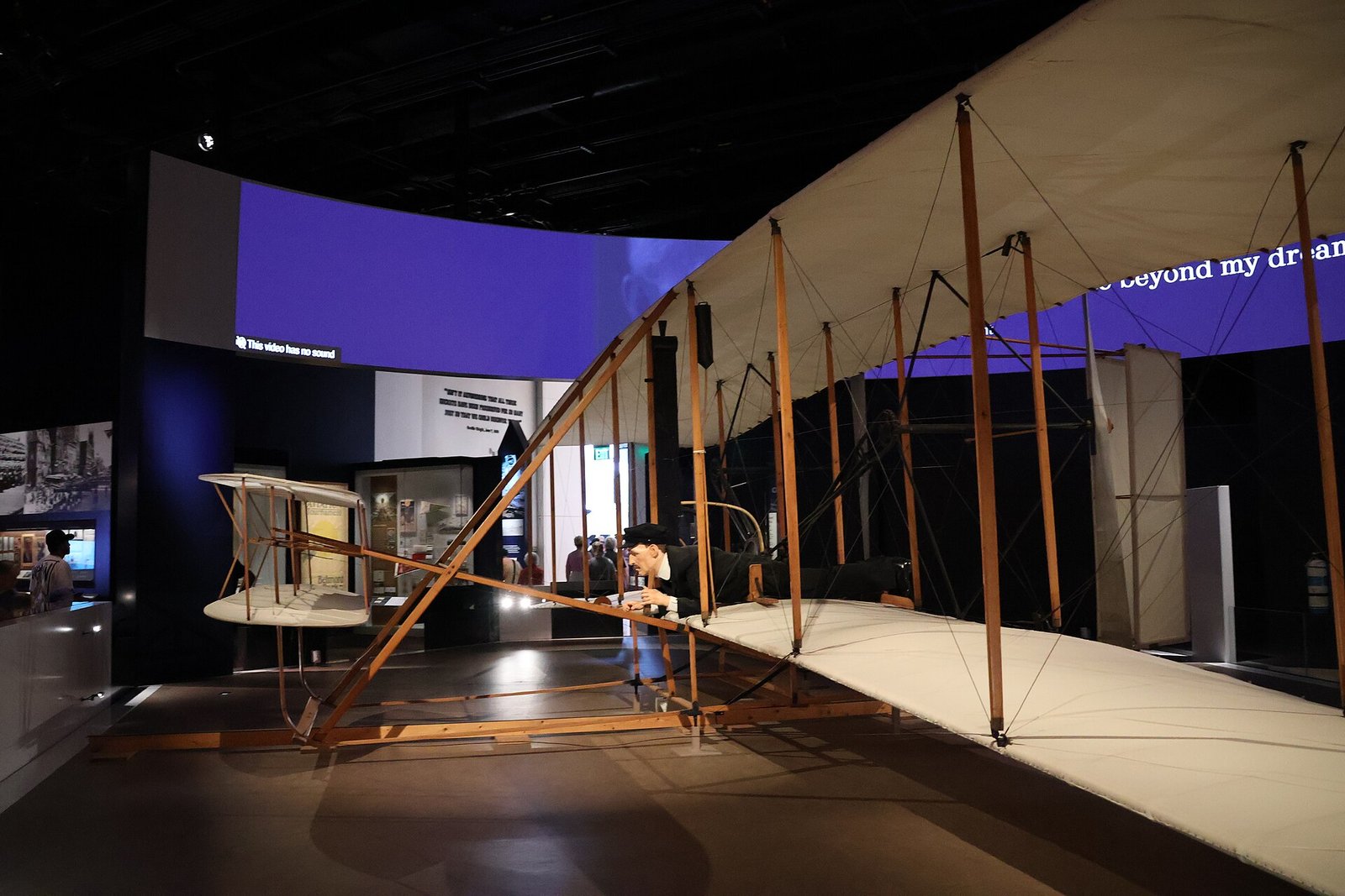 An early biplane on display in the National Air and Space Museum