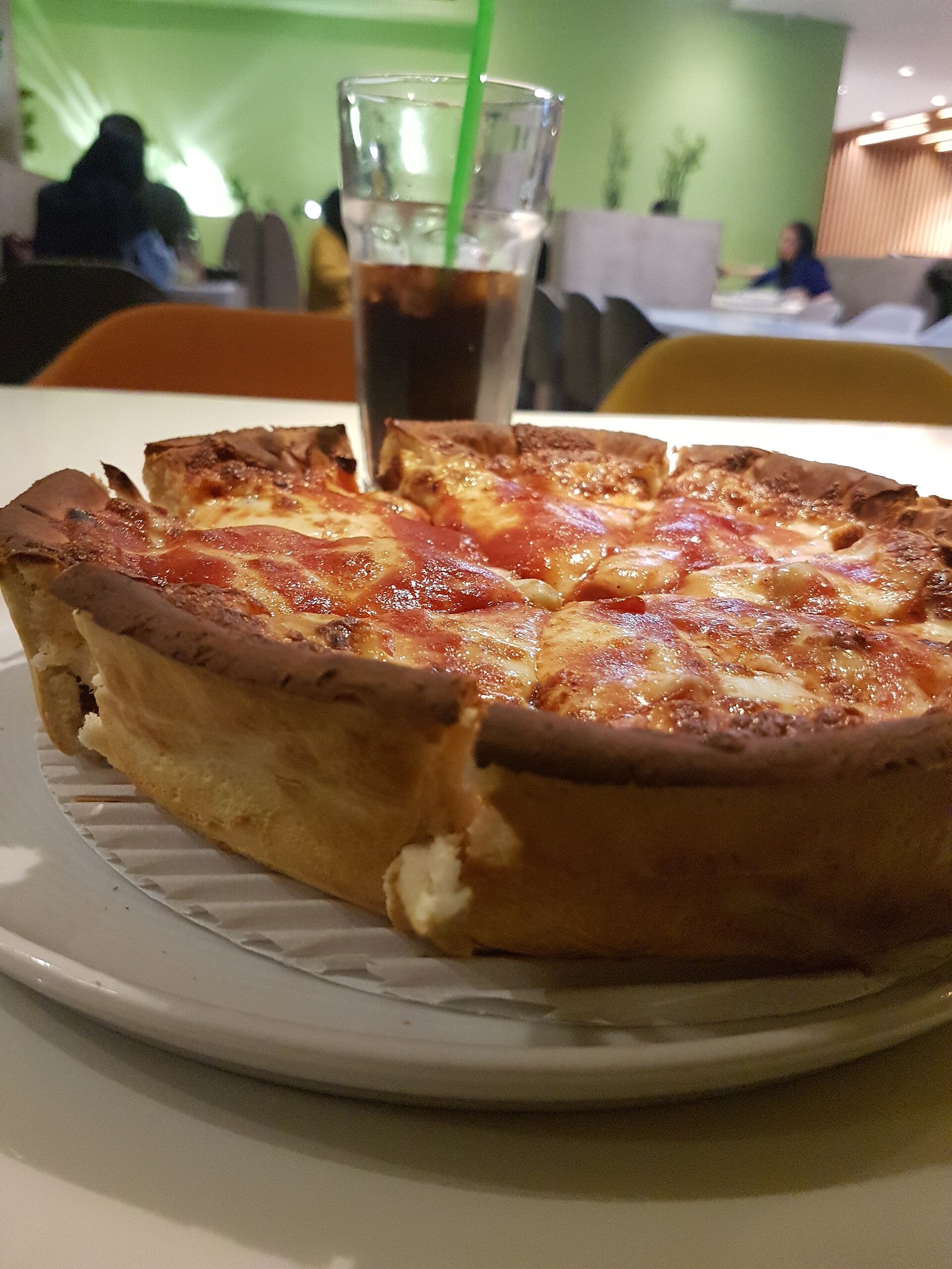 A Chicago deep dish pizza