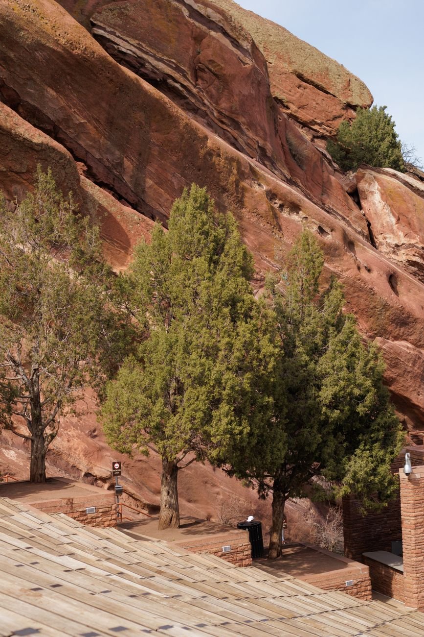 The red sandstone formations of Red Rocks Park near Denver