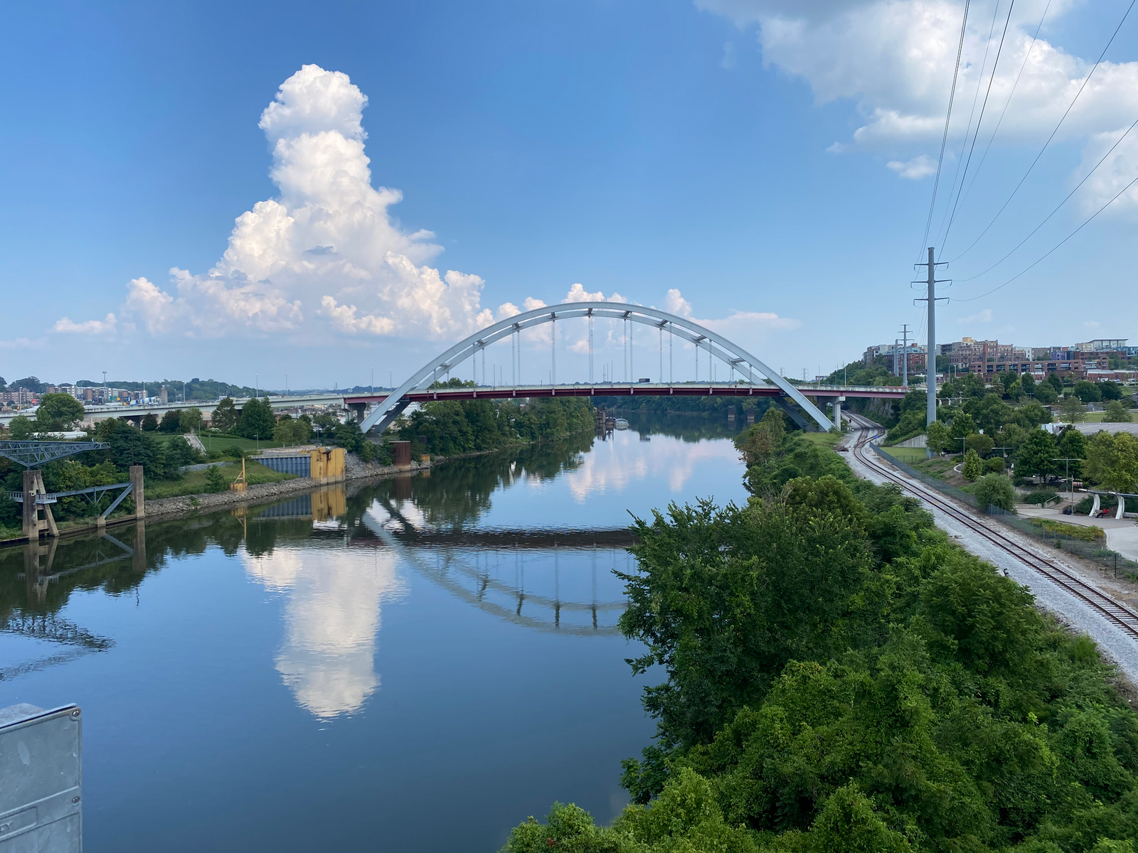 The Cumberland River seen from the John Seigenthaler Pedestrian Bridge