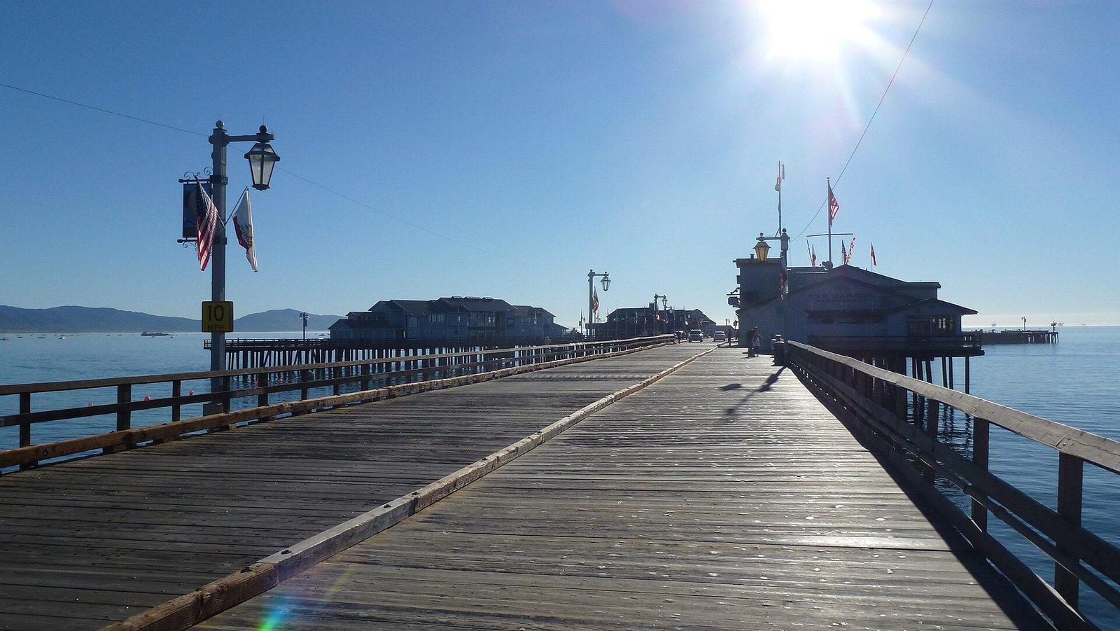 The boardwalk of Stearns Wharf in Santa Barbara
