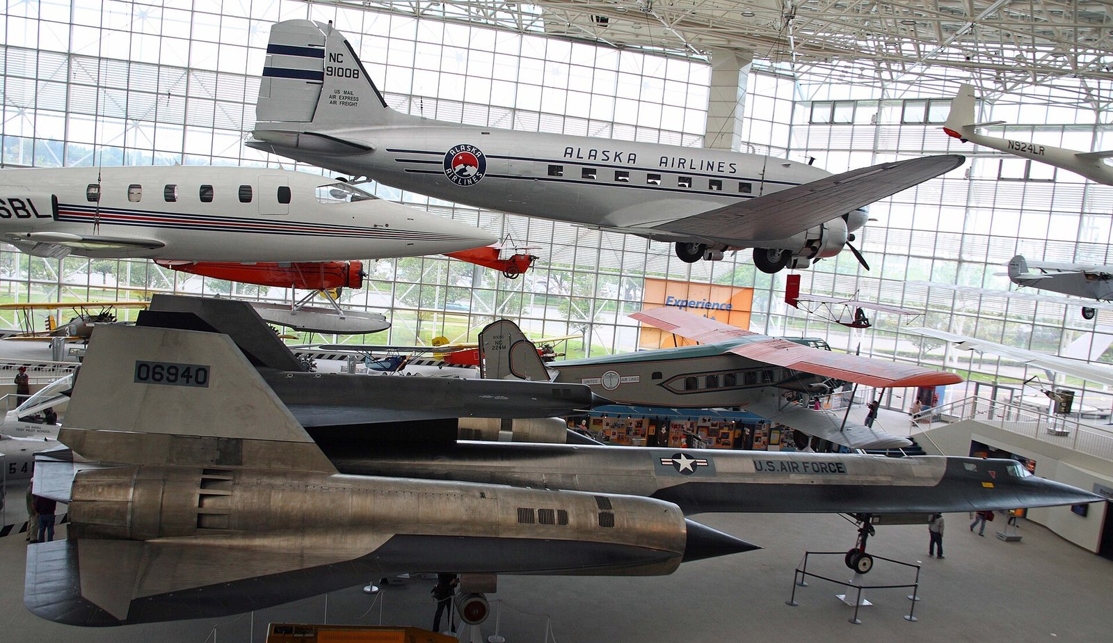 Aircraft hanging in the Great Gallery at the Museum of Flight