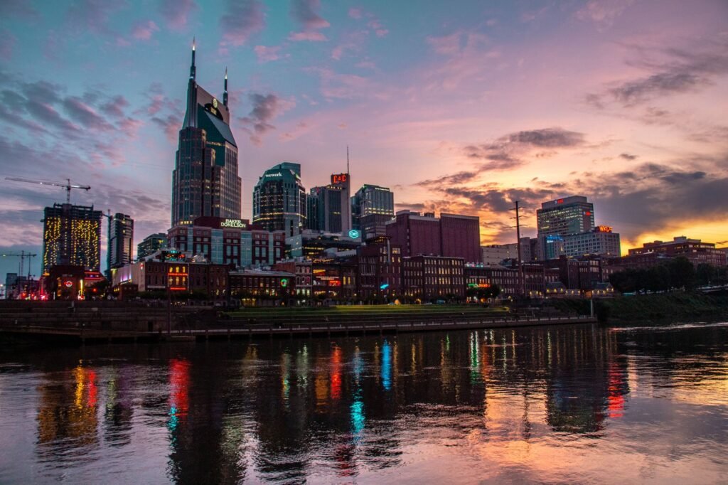 The Nashville skyline along the Cumberland River
