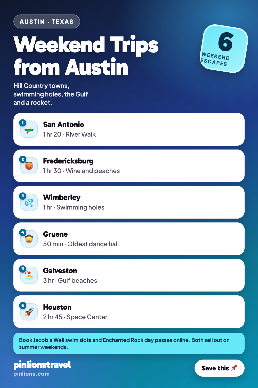 6 Weekend Trips from Austin, Texas